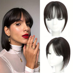 Human Hair Toppers with Bangs for Women Clip In Bangs Hair Pieces