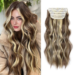 4pcs Set Water Wave Hair Extensions 50 8 Cm Synthetic Clip In Hair Extensions
