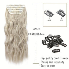 4pcs Set Water Wave Hair Extensions 50 8 Cm Synthetic Clip In Hair Extensions