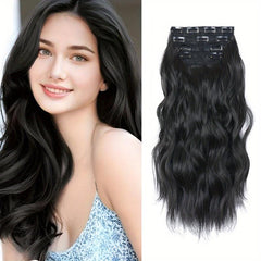 4pcs Set Water Wave Hair Extensions 50 8 Cm Synthetic Clip In Hair Extensions