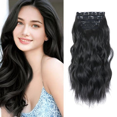 4pcs Set Water Wave Hair Extensions 50 8 Cm Synthetic Clip In Hair Extensions
