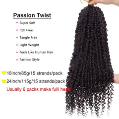 Passion Twist Hair Extensions Pre Looped Water Wave Boho Braids Crochet Hair