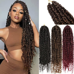 Passion Twist Hair Extensions Pre Looped Water Wave Boho Braids Crochet Hair