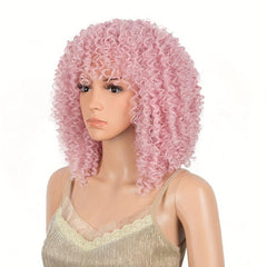 Short Curly Wig Afro Kinky Wig Ombre Brown Blonde Cosplay Wig