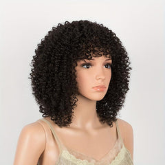 Short Curly Wig Afro Kinky Wig Ombre Brown Blonde Cosplay Wig