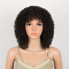 Short Curly Wig Afro Kinky Wig Ombre Brown Blonde Cosplay Wig