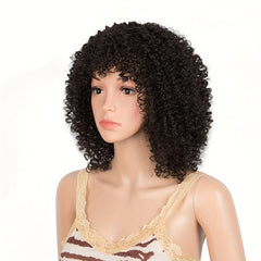 Short Curly Wig Afro Kinky Wig Ombre Brown Blonde Cosplay Wig