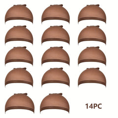 10-14pcs Breathable Stocking Wig Caps Stretchy Nylon for Women