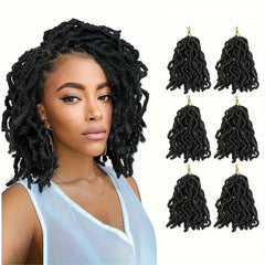 Soft Locs Pre Looped Short Faux Locs Crochet Hair 6Packs 1B 30