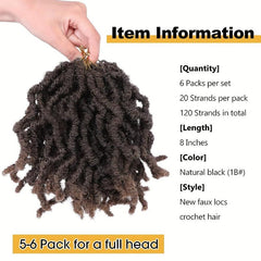Soft Locs Pre Looped Short Faux Locs Crochet Hair 6Packs 1B 30