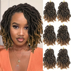 Soft Locs Pre Looped Short Faux Locs Crochet Hair 6Packs 1B 30