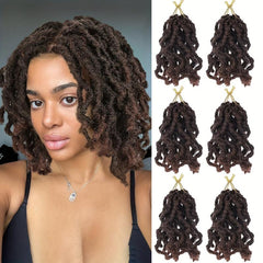 Soft Locs Pre Looped Short Faux Locs Crochet Hair 6Packs 1B 30