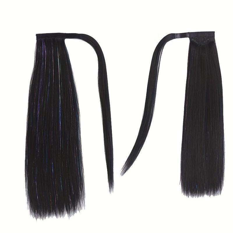 Colorful Tinsel Laser Synthetic Straight Ponytail Extensions