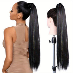 Colorful Tinsel Laser Synthetic Straight Ponytail Extensions