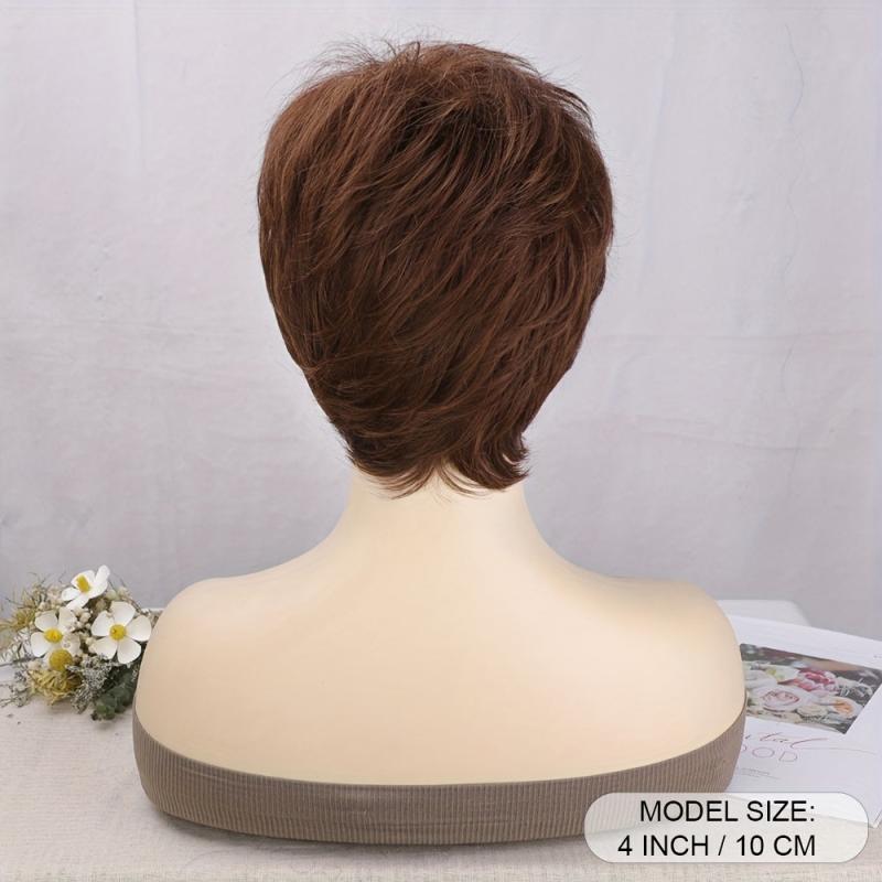 Short Brown Pixie Cut Wig with Bangs for Women