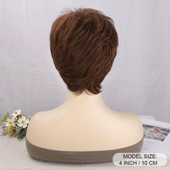 Short Brown Pixie Cut Wig with Bangs for Women
