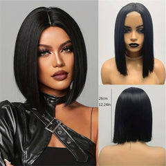 Short Straight Bob Cut Wig Synthetic Wig Heat Resistant Natural Look