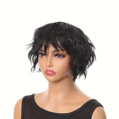 Rose Net Men's Curly Wig Rock Punk Brown Wig With Bangs