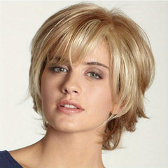 Short Straight Wig Natural Looking Synthetic Rose Net Wig