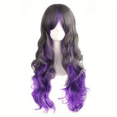 Ombre Long Curly Synthetic Wig With Bangs Fashionable For Party