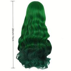 Ombre Long Curly Synthetic Wig With Bangs Fashionable For Party