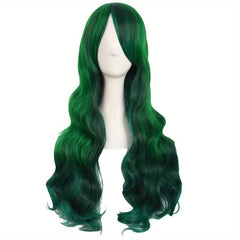 Ombre Long Curly Synthetic Wig With Bangs Fashionable For Party