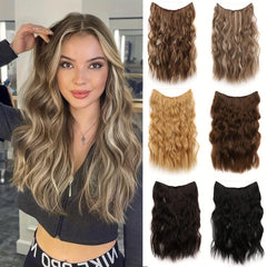 22 Inch Invisible Wire Hair Extensions Long Wave Hair Extensions