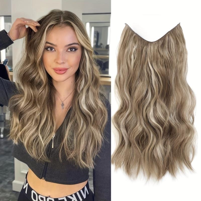 22 Inch Invisible Wire Hair Extensions Long Wave Hair Extensions