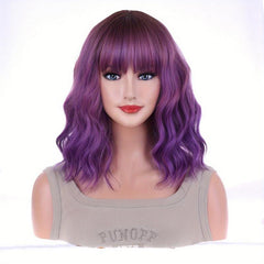 Shoulder Length Water Wave Wigs Synthetic Wigs With Bangs For Women