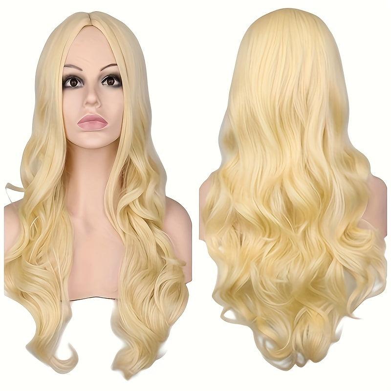 66cm Red Long Body Wave Hair Wigs for Women Synthetic Fiber Hair Wigs