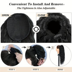 Long Curly Wavy Drawstring Ponytail Extensions Synthetic Clip In Ponytail