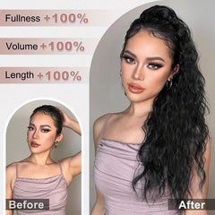 Long Curly Wavy Drawstring Ponytail Extensions Synthetic Clip In Ponytail