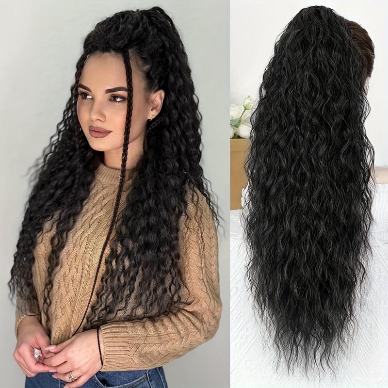 Long Curly Wavy Drawstring Ponytail Extensions Synthetic Clip In Ponytail