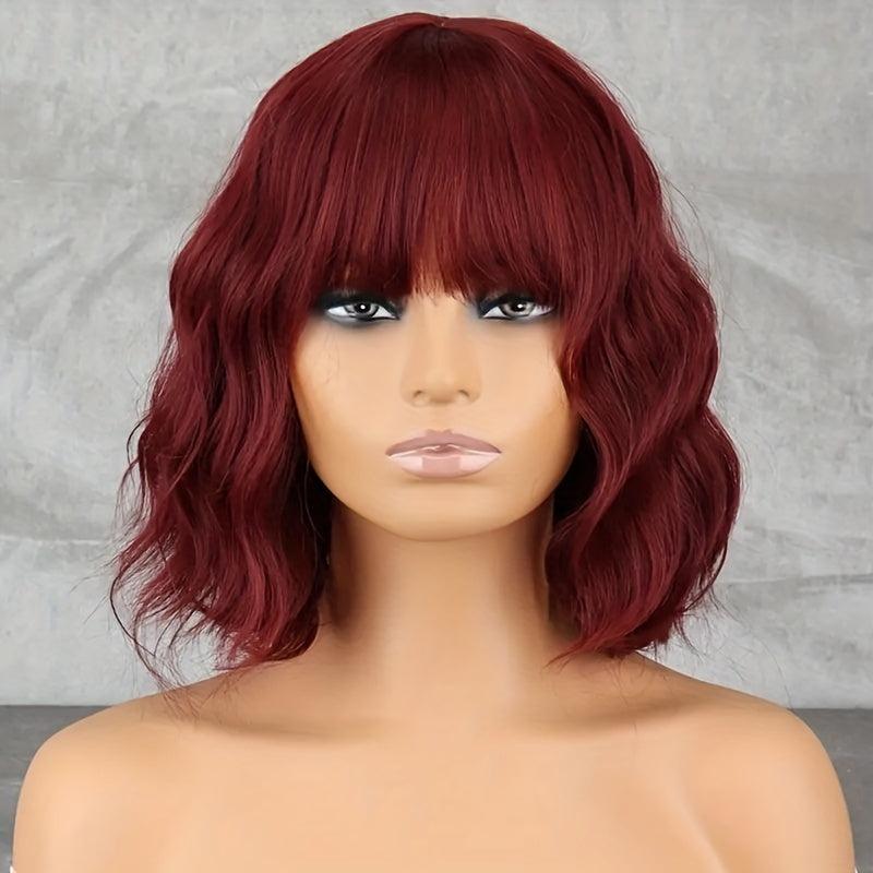 Medium Long Curly Bob Wig With Bangs for Daily Use