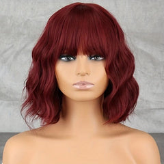 Medium Long Curly Bob Wig With Bangs for Daily Use