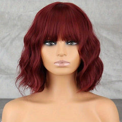Medium Long Curly Bob Wig With Bangs for Daily Use