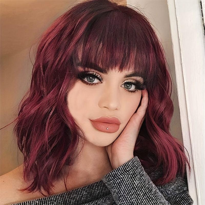 Medium Long Curly Bob Wig With Bangs for Daily Use