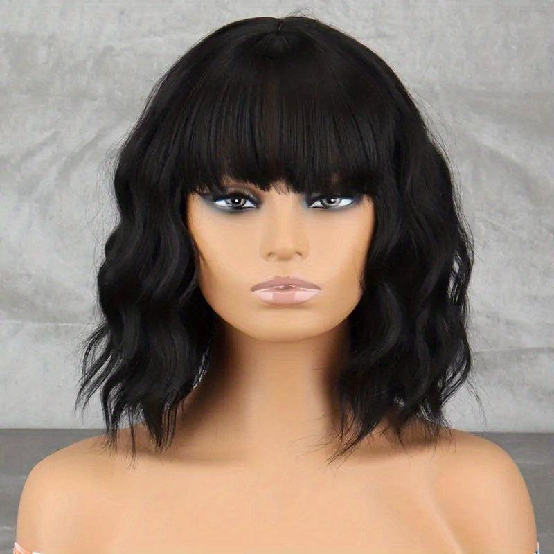 Medium Long Curly Bob Wig With Bangs for Daily Use