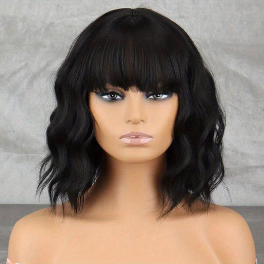 Medium Long Curly Bob Wig With Bangs for Daily Use