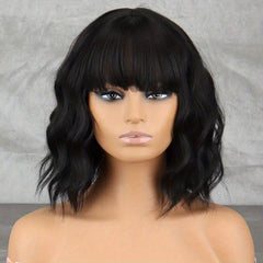 Medium Long Curly Bob Wig With Bangs for Daily Use