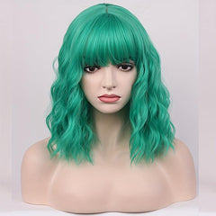 Short Curly Bob Cut Wig With Bangs Synthetic Wig Heat Resistant