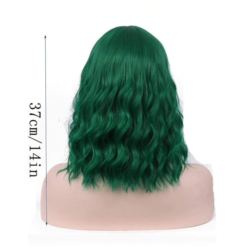 Short Curly Bob Cut Wig With Bangs Synthetic Wig Heat Resistant