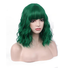 Short Curly Bob Cut Wig With Bangs Synthetic Wig Heat Resistant