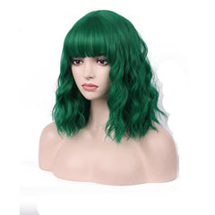 Short Curly Bob Cut Wig With Bangs Synthetic Wig Heat Resistant
