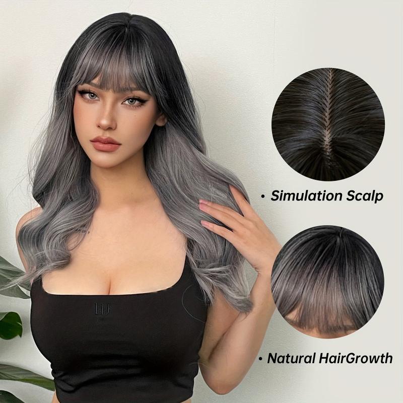 Curly Wavy Hair Wigs Dark Roots Synthetic Hair for Cosplay