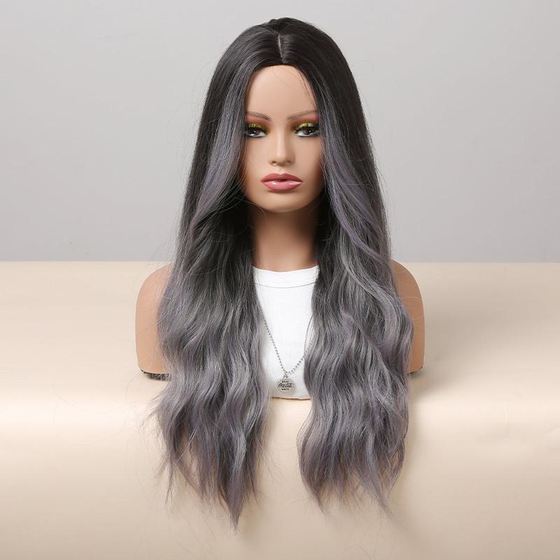 Curly Wavy Hair Wigs Dark Roots Synthetic Hair for Cosplay