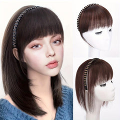 Synthetic Hair Hoop Bangs Wig with Rhinestone Hair Pieces