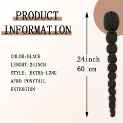 Afro Bubble Ponytail Extension 60 Long for Women Clip On Synthetic Hair Piece
