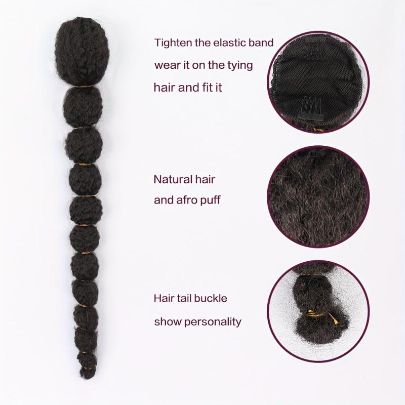 Afro Bubble Ponytail Extension 60 Long for Women Clip On Synthetic Hair Piece