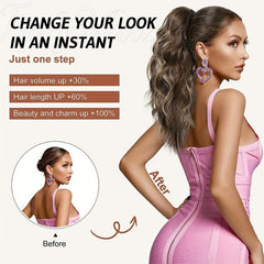Long Curly Wavy Ponytail Extensions Natural Looking